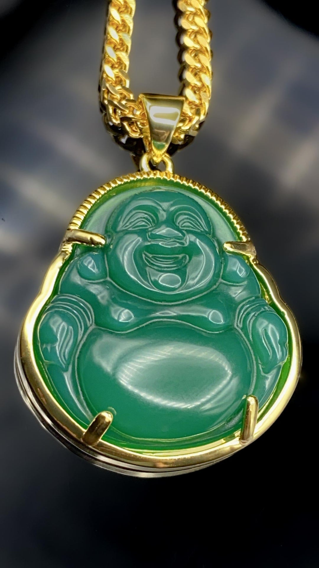 Buddha Jade Crystal Chain Green 22 Franco Chain Ancient Aura Jewelry