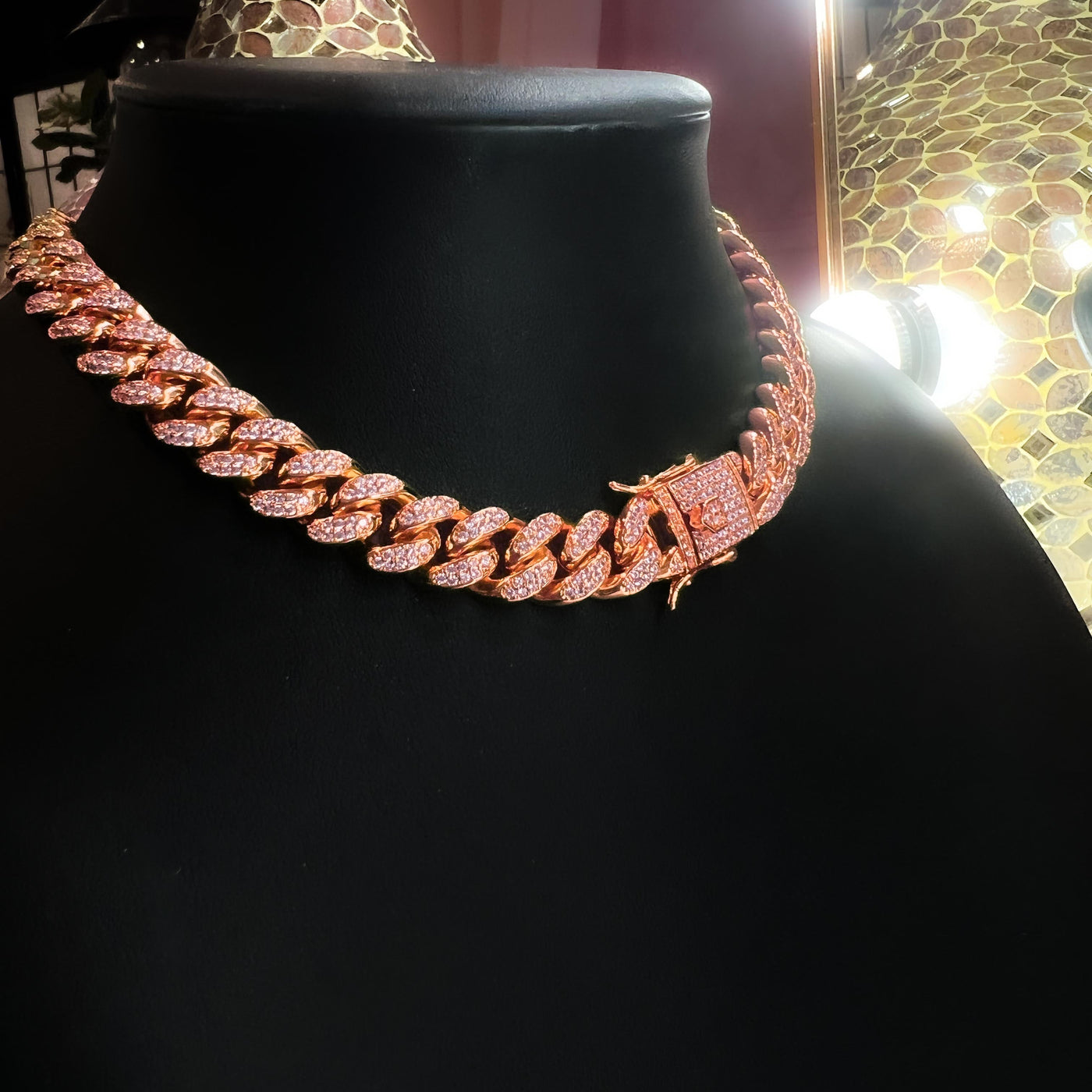 Pink Iced Heru 12mm Cuban Choker