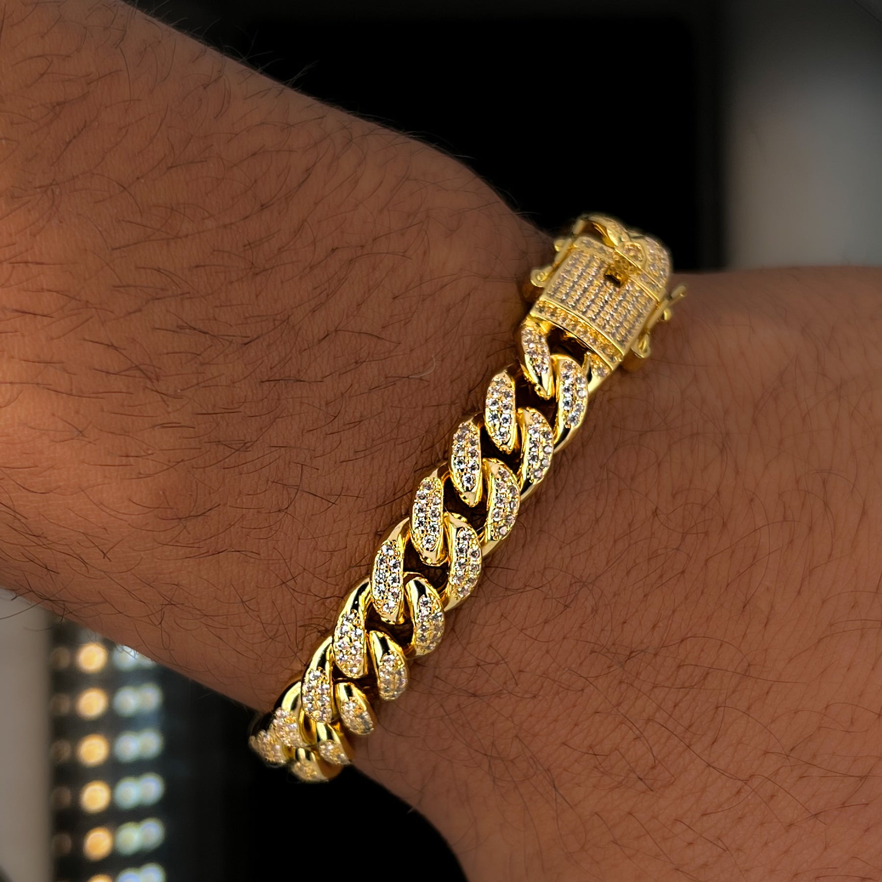Iced out cuban link bracelet Clearance