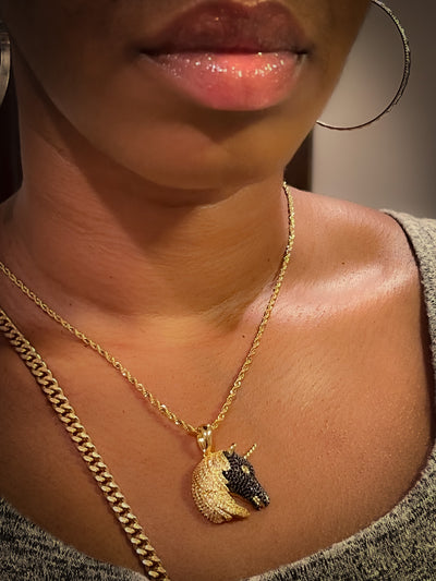 XL Black Unicorn Necklace