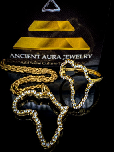 MotherLand Africa Outline Necklace & Ring Bundle