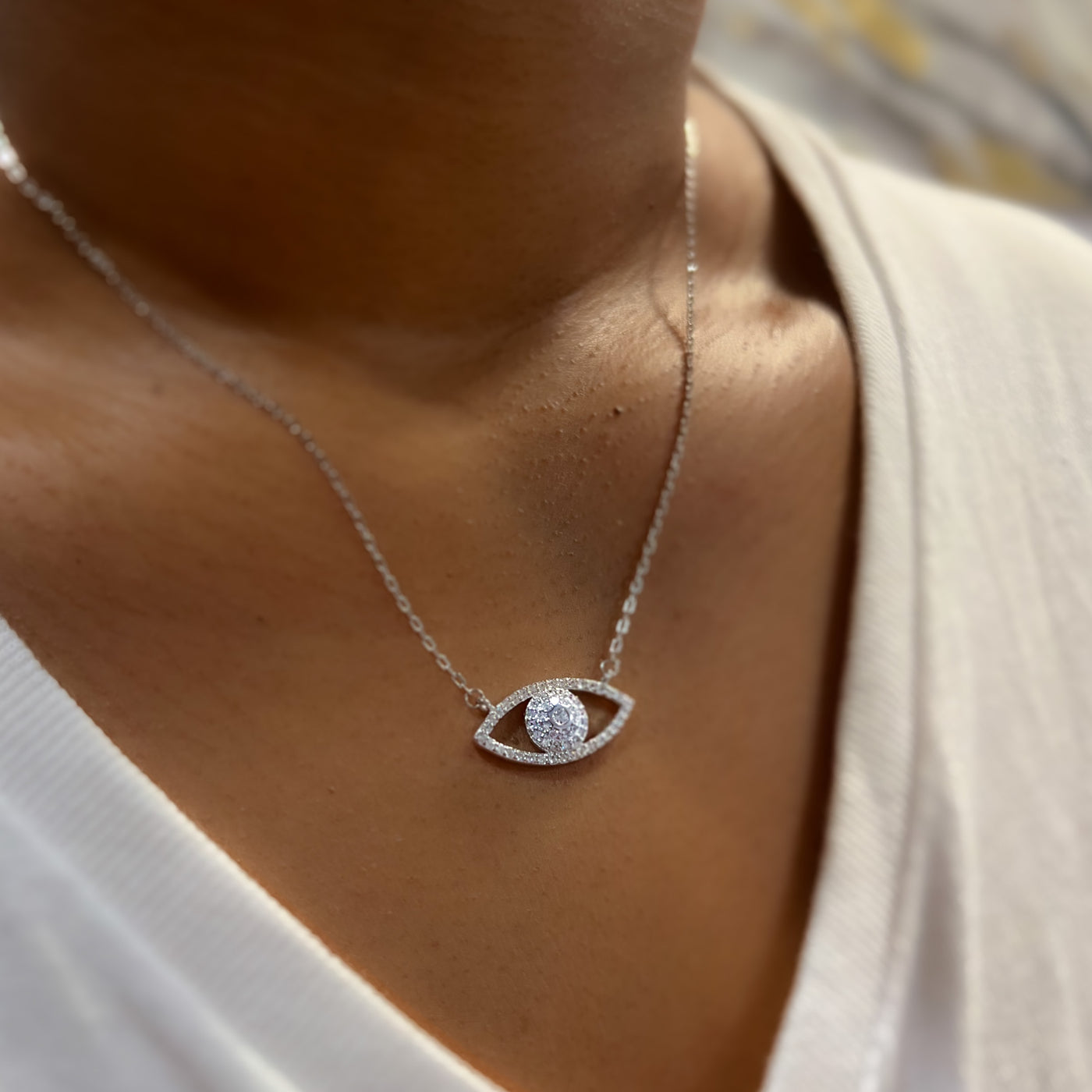 Protective Eye Sterling Silver Necklace